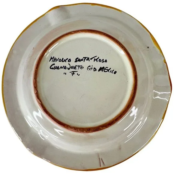 Mayolica Santa Rosa Guanajuato Mexico Ashtray Hand Painted Art Pottery Floral - Picture 7 of 9